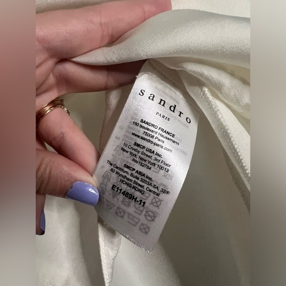 Sandro Paris White Courbe Studded Blouse Medium - Picture 11 of 13